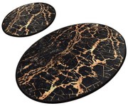 Gold Marble 2 db-os fekete ovális fürdőszobai kilépő szett - Foutastic