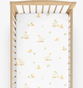 Goldea gyermek gumis pamut lepedő kiságyba - kacsák 60 x 120 cm