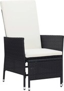 vidaXL fekete dönthető háttámlás polyrattan kerti szék párnákkal