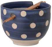 Masami kék agyagkerámia tálka evőpálcikákkal, ø 13 cm - Bloomingville