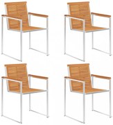 4 db tömör akácfa és rozsdamentes acél kerti szék