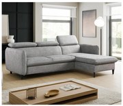 NISA kinyitható L-alakú sarokkanapé tárolóval, szürke, jobb oldali