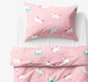 Goldea gyermek pamut ágyneműhuzat - vidám egyszarvúak 140 x 200 és 70 x 90 cm