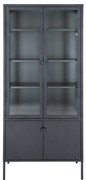 Brisbane vitrin, 4 üvegajtó, acél, fekete 80x35x180 cm