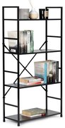 Intenso Home 4 szintes nyitott könyvespolc 59 x 112cm (Fekete) | Univerzális tároló állvány fém lábakkal