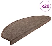 20 db-os lépcsőszőnyegek 65 x 24 x 4 cm kávébarna félkör alakú nagyméretű