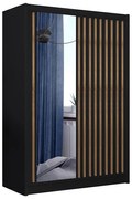 Tükrös gardróbszekrény SANTINO 150x215 cm fekete/craft tölgy
