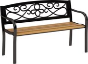 Outsunny 2 személyes kültéri kertipad fa ülőfelülettel és acélkerettel teraszra 127x56x80 cm fekete és természetes | Aosom