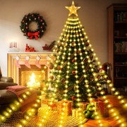 Karácsonyfa lámpák Led csillaggal 3,5 m 8 Füzér 298 Dióda Meleg fény