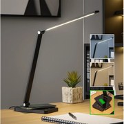 BRILAGI - LED érintéses asztali lámpa, dimmelhető, vezeték nélküli QI töltéssel, LED/7W/5V, 3000/4000/6000K, fekete