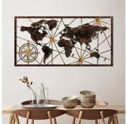 Fali dekoráció 120x60 cm világtérkép fém