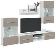 5 darabos TV-egység LED világítással kőszürke