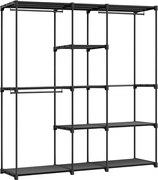 Nyitott szekrény 182x43x182 cm, fém, fekete, AST-E1002 BK