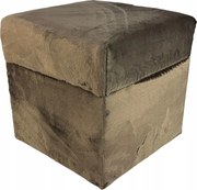 Négyzet alakú nyitható puff velvet minky barna szín