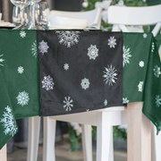Asztali futó karácsonyi mintás, bársony, fekete 40x160