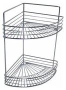 Kétszintes, falra szerelhető zuhanypolc 30,6x37,5 cm, fényes króm