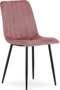 Rózsaszín étkezőszék LAVA bársony fekete lábakkal
