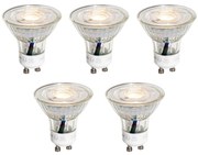5 darabos GU10 50 mm-es LED izzókészlet átlátszó 3W 230 lm 2700K