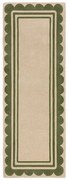 Zöld-natúr színű kézi szövésű gyapjú futószőnyeg 80x230 cm Lois Scallop – Flair Rugs