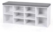 Cipőtároló pad két tároló szinttel, fehér 104x30x48cm