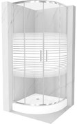 Mexen Rio félköríves zuhanykabin 70 x 70 cm, fehér csíkok, króm + zuhanytálca, fehér - 863-070-070-01-20-4710