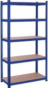 Nagy teherbírású fém tárolópolc, 5 szintes salgó polc 180x90x40, kék