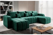 Porima smaragd zöld kinyitható kanapé U alakú