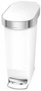 Simplehuman keskeny pedálos szemetes 40 l, fehér