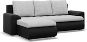 Tokio sarokkanapé, 2 ágyneműtartóval, fonott + műbőr, baloldali, szürke - fekete