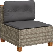 vidaXL szürke polyrattan karfa nélküli kerti kanapé párnával