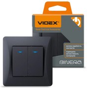 Videx Binera jelzőfényes fekete színű süllyesztett csillárkapcsoló