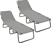 vidaXL Összecsukható nyugágy 2 pcs Szürke 188 x 57 x 86,5 cm