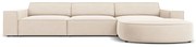 Bézs bársony sarokkanapé (jobb oldali) Jodie - Micadoni Home