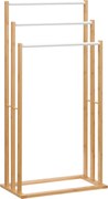 HOMCOM Szabadon álló Törölközőtartó 3 Rúddal Bambusból, Törölközőtartó fürdőszobákhoz 48 x 25,8 x 94 cm | Aosom