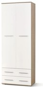 Lima III magas polcos szekrény, fehér / sonoma tölgy