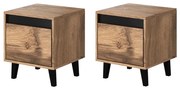KÉSZLET 2x Éjjeliszekrény NORD 45x40 cm wotan tölgy/antracit