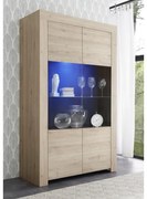 FIRENZE Tölgy Széles Üveges szekrény 2 ajtós