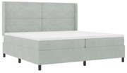 Boxrugós ágy fejtámlával Világosszürke 200 x 200 cm Bársony