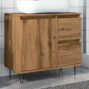 kézműves tölgy színű szerelt fa mosdószekrény 65 x 33 x 60 cm