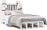 vidaXL fehér tömör fenyőfa könyvespolcos ágy matrac nélkül 135x190 cm
