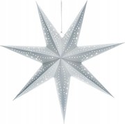 Led karácsonyi függőcsillag ezüst színű, időzítővel, 60 cm, 20x Led, 2x Aa elemmel