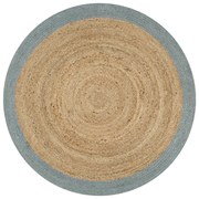 olívazöld szélű kézzel font jutaszőnyeg 120 cm