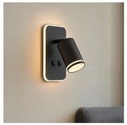 LED fali spotlámpa PIPE 1xGU10/10W/230V + LED/6W fekete