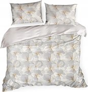 Szatén ágyneműhuzat dobozban Elmira 160x200 Eurofirany bézs szürke virágok
