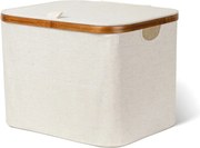 Krémszínű fedeles textil tárolódoboz 40,5x33x30 cm Bamboo/Linen – Bigso