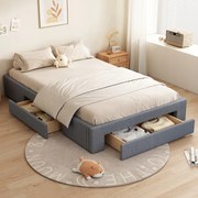 Lapos ágy 140*200 cm, három tárolórekesz franciaágy szürke