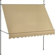 Outsunny 3x1,2m Kézi Fájdalommentes Kiakasztható Napernyő Külső Terasz Roll-Up Magasságban Állítható Kurblival 210-300 cm Fúrás Nélkül UV30+ Védelem E