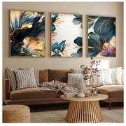 KÉSZLET 3x Kép képkeretben 50x70 cm növények