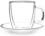 2 db-os duplafalú üveg csésze és csészealj készlet, 250 ml - Vialli Design