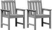 vidaXL Kerti étkezőszék 2 pcs Világosszürke 65,5 x 59 x 88 cm HDPE